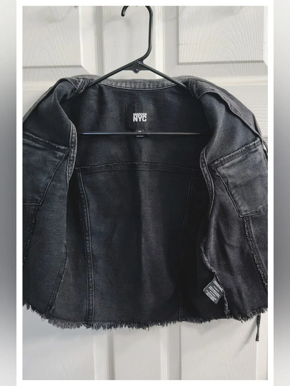 Madden NYC 'Trucker Vest' Distressed Black Denim - Junior Medium (8-10) *NWT*